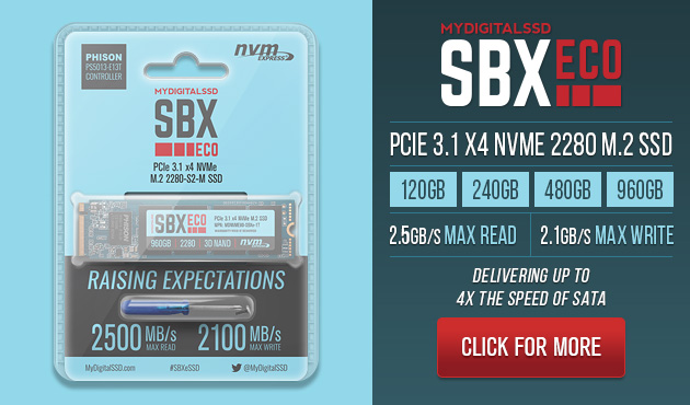 MyDigitalSSD SBXe 2280 M.2 PCIe 3.1 x4 NVMe SSDs